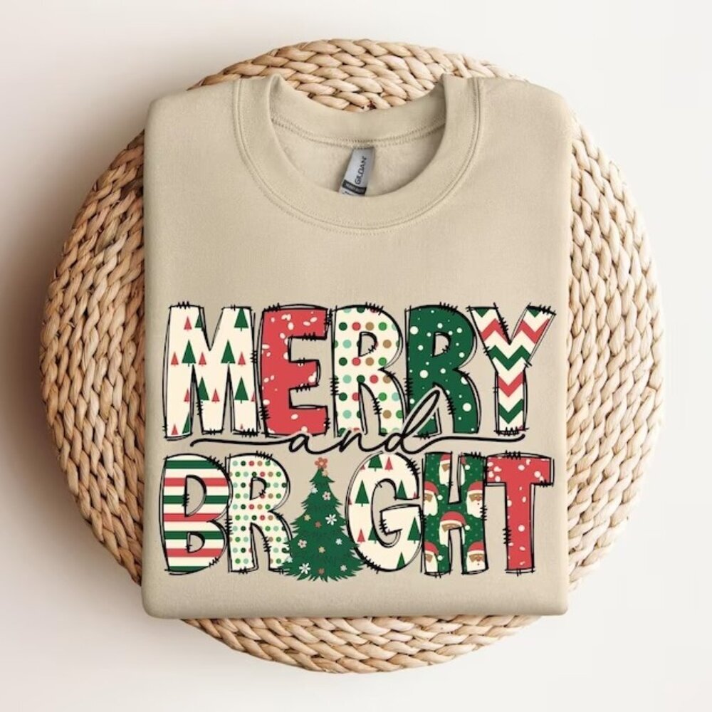 Merry And Bright Sweatshirt Christmas Sweatshirt Family Christmas Sweatshirt 17